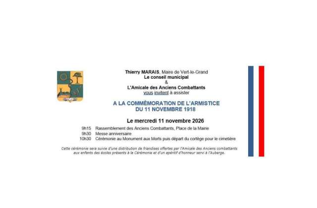 Cérémonie commémorative de l'Armistice du 11 novembre 1918