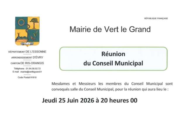 Réunion du conseil municipal Jeudi 25 juin 2026