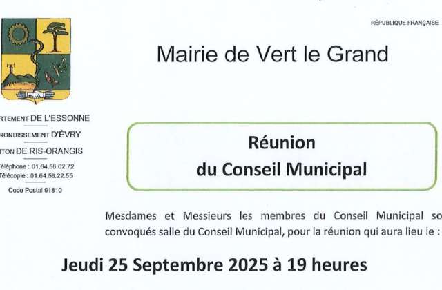 Réunion du conseil municipal le 25 septembre à 19h