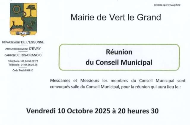 Réunion du conseil municipal Vendredi 10 Octobre 2025
